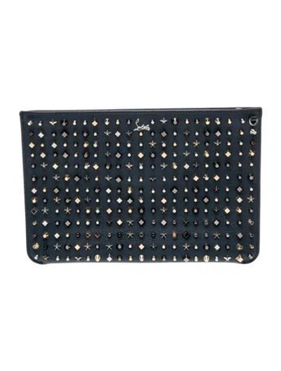 Pre-owned Christian Louboutin Leather Clutch In Blue