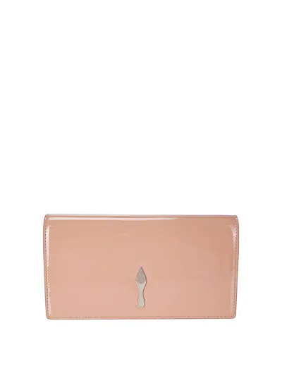 Christian Louboutin Leather Clutch In Nude