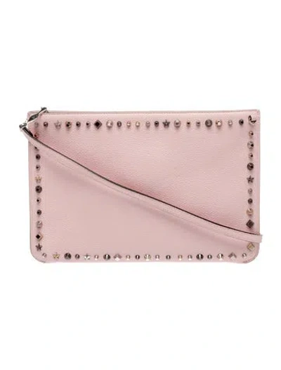 Pre-owned Christian Louboutin Leather Clutch In Pink