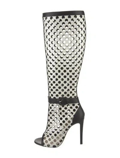 Pre-owned Christian Louboutin Leather Colorblock Pattern Boots In White