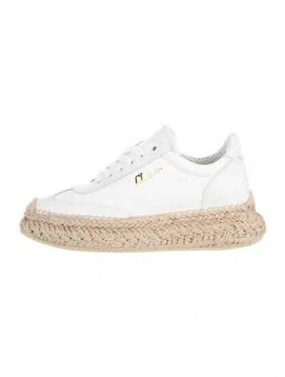 Pre-owned Christian Louboutin Leather Colorblock Pattern Espadrille Sneakers In White