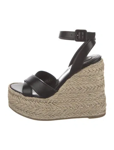 Pre-owned Christian Louboutin Leather Colorblock Pattern Espadrilles In Black
