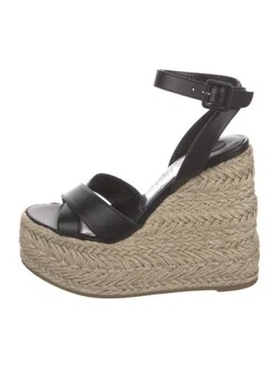 Pre-owned Christian Louboutin Leather Colorblock Pattern Espadrilles In Black