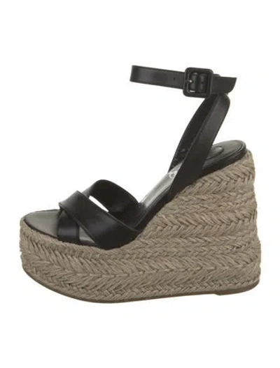 Pre-owned Christian Louboutin Leather Colorblock Pattern Espadrilles In Black