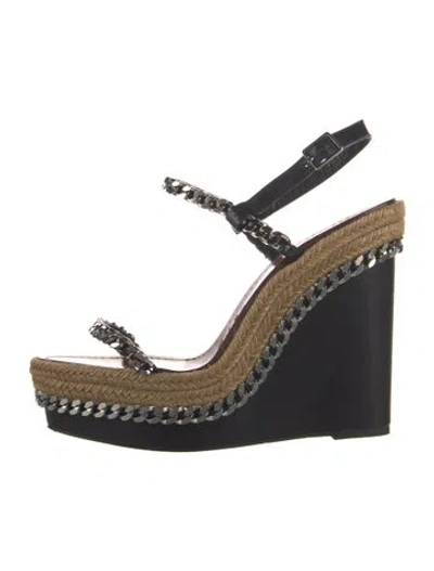 Pre-owned Christian Louboutin Leather Colorblock Pattern Espadrilles In Black