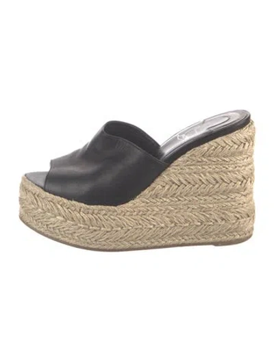 Pre-owned Christian Louboutin Leather Colorblock Pattern Espadrilles In Black