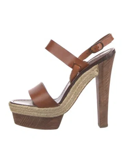 Pre-owned Christian Louboutin Leather Colorblock Pattern Espadrilles In Brown