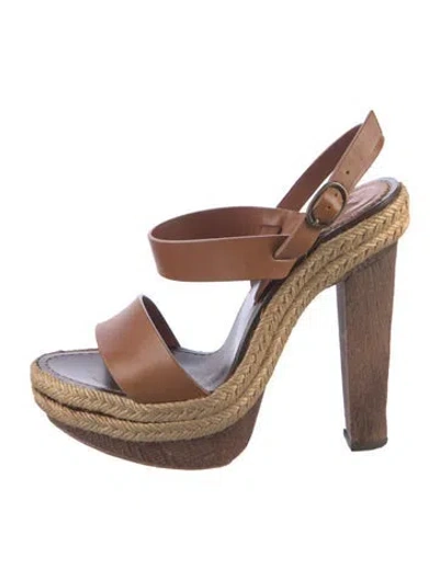 Pre-owned Christian Louboutin Leather Colorblock Pattern Espadrilles In Brown