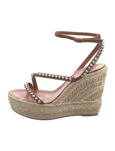 Pre-owned Christian Louboutin Leather Colorblock Pattern Espadrilles In Brown