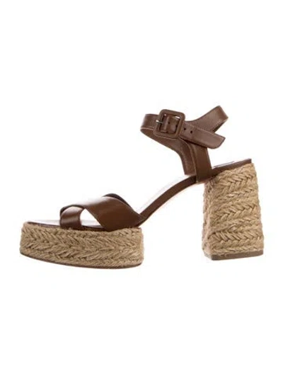 Pre-owned Christian Louboutin Leather Colorblock Pattern Espadrilles In Brown