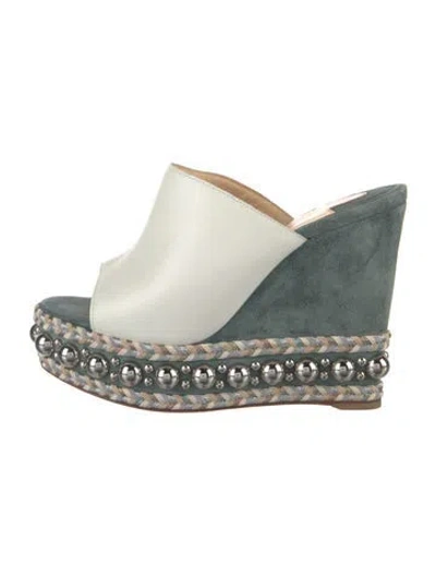 Pre-owned Christian Louboutin Leather Colorblock Pattern Espadrilles In Green