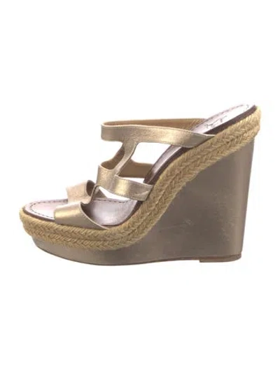 Pre-owned Christian Louboutin Leather Colorblock Pattern Espadrilles In Neutral