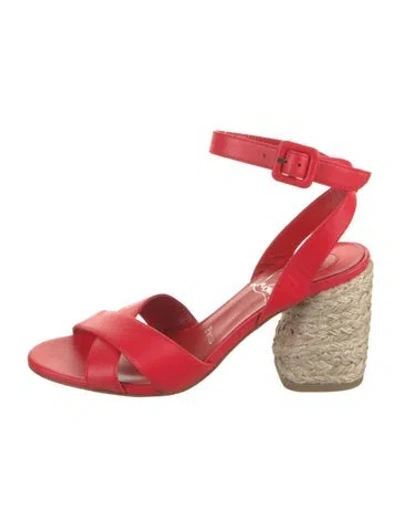 Pre-owned Christian Louboutin Leather Colorblock Pattern Espadrilles In Red