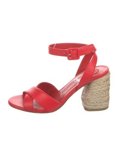 Pre-owned Christian Louboutin Leather Colorblock Pattern Espadrilles In Red