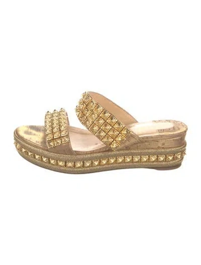 Pre-owned Christian Louboutin Leather Colorblock Pattern Espadrilles In Silver