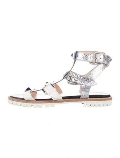 Pre-owned Christian Louboutin Leather Colorblock Pattern Gladiator Sandals