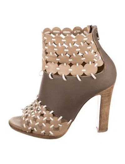 Pre-owned Christian Louboutin Leather Colorblock Pattern Gladiator Sandals In Brown