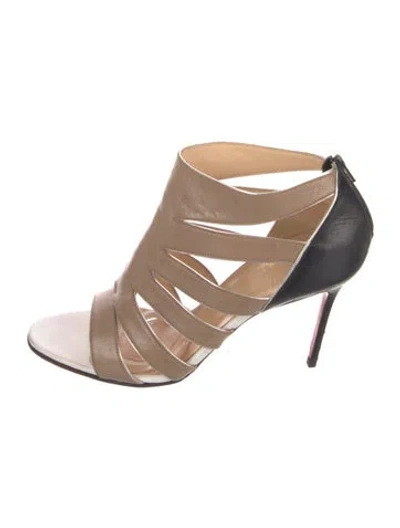 Pre-owned Christian Louboutin Leather Colorblock Pattern Gladiator Sandals In Neutral