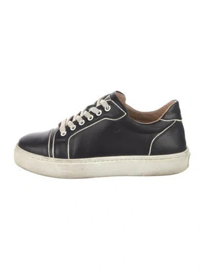 Pre-owned Christian Louboutin Leather Colorblock Pattern Sneakers In Black