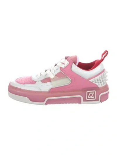 Pre-owned Christian Louboutin Leather Colorblock Pattern Sneakers In Pink