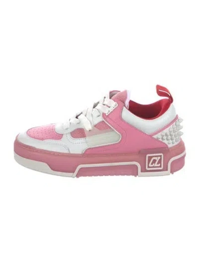 Pre-owned Christian Louboutin Leather Colorblock Pattern Sneakers In Pink