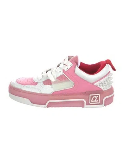 Pre-owned Christian Louboutin Leather Colorblock Pattern Sneakers In Pink