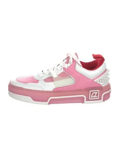 Pre-owned Christian Louboutin Leather Colorblock Pattern Sneakers In Pink