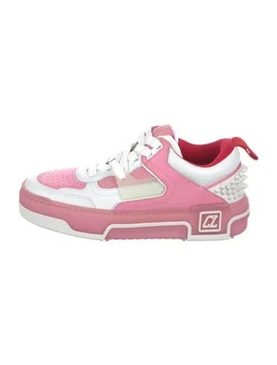 Pre-owned Christian Louboutin Leather Colorblock Pattern Sneakers In Pink