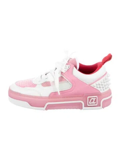 Pre-owned Christian Louboutin Leather Colorblock Pattern Sneakers In Pink
