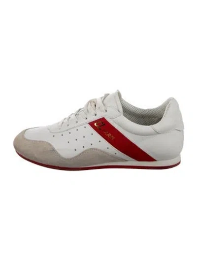 Pre-owned Christian Louboutin Leather Colorblock Pattern Sneakers In White
