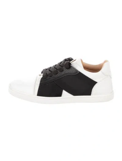 Pre-owned Christian Louboutin Leather Colorblock Pattern Sneakers In White