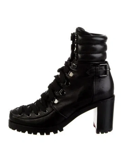 Pre-owned Christian Louboutin Leather Combat Boots In Black