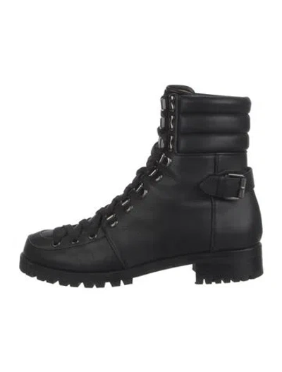 Pre-owned Christian Louboutin Leather Combat Boots In Black