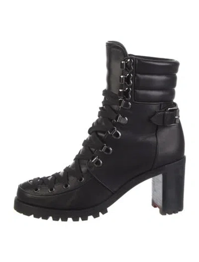 Pre-owned Christian Louboutin Leather Combat Boots In Black