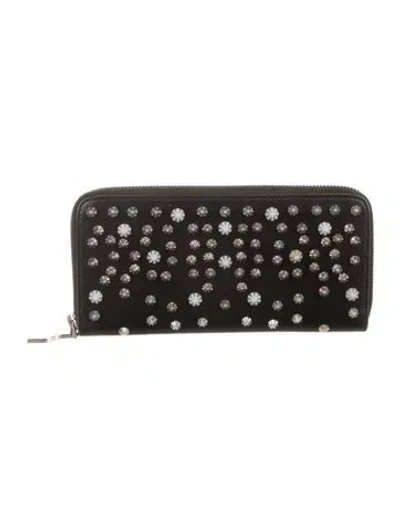 Pre-owned Christian Louboutin Leather Continental Wallet In Black