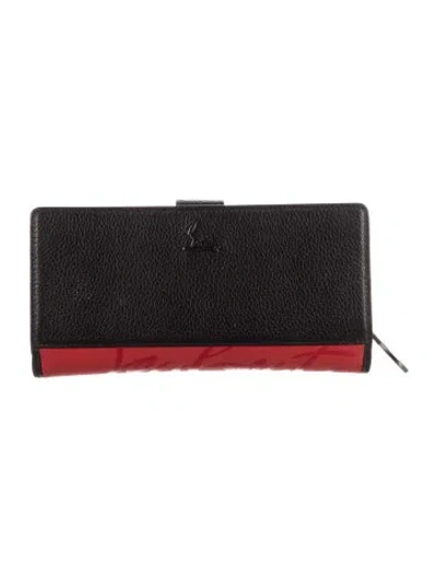 Pre-owned Christian Louboutin Leather Continental Wallet In Black