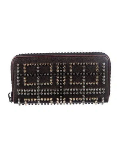 Pre-owned Christian Louboutin Leather Continental Wallet In Brown