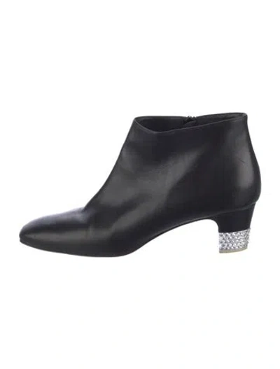 Pre-owned Christian Louboutin Leather Crystal Embellishments Boots In Black