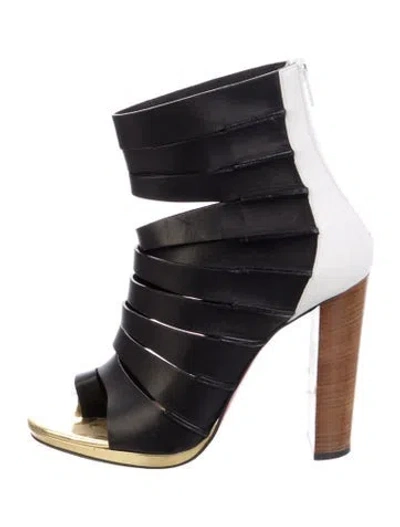 Pre-owned Christian Louboutin Leather Cutout Accent Gladiator Sandals In Black