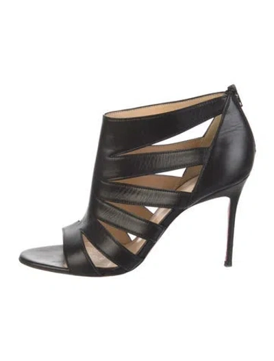 Pre-owned Christian Louboutin Leather Cutout Accent Gladiator Sandals In Black