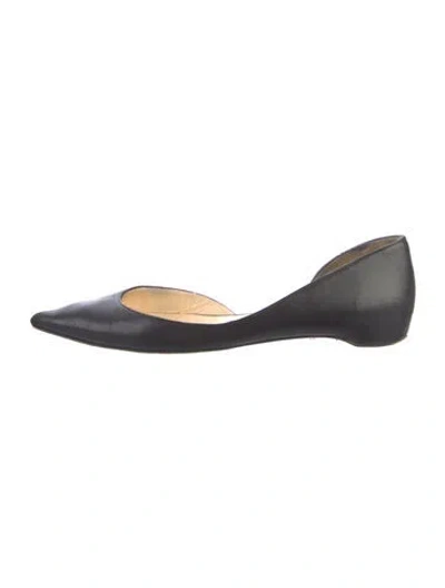 Pre-owned Christian Louboutin Leather D'orsay Flats In Black