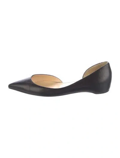 Pre-owned Christian Louboutin Leather D'orsay Flats In Black
