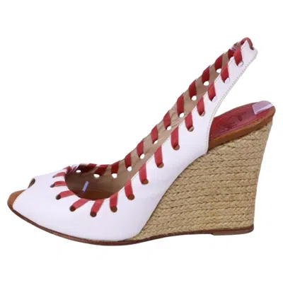 Pre-owned Christian Louboutin Leather Espadrille Wedges - Eu 39 In Sand