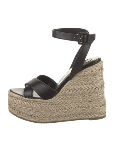 Pre-owned Christian Louboutin Leather Espadrilles In Black