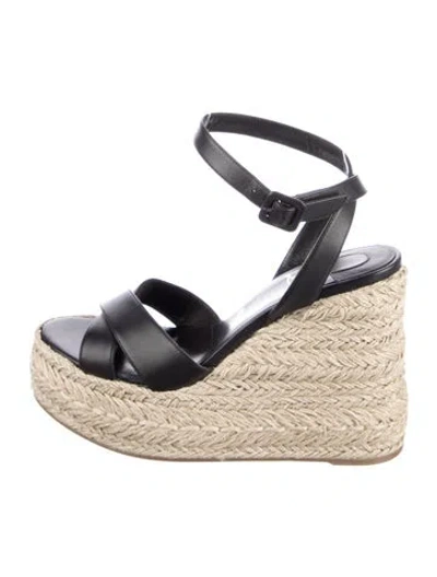 Pre-owned Christian Louboutin Leather Espadrilles In Black