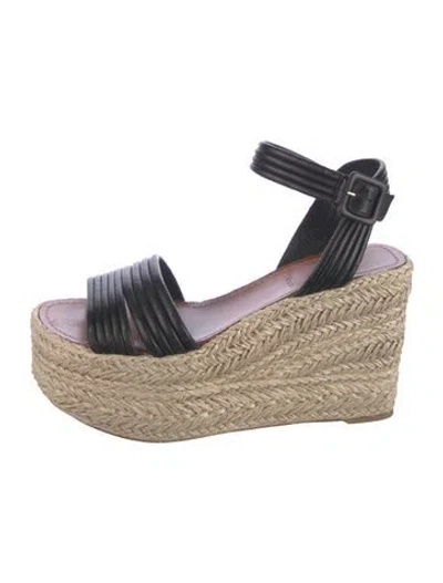 Pre-owned Christian Louboutin Leather Espadrilles In Black