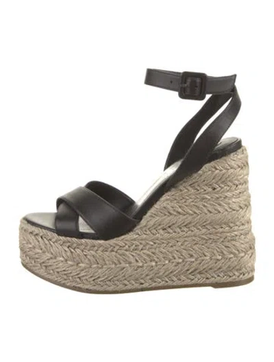 Pre-owned Christian Louboutin Leather Espadrilles In Black