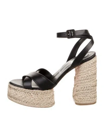 Pre-owned Christian Louboutin Leather Espadrilles In Black