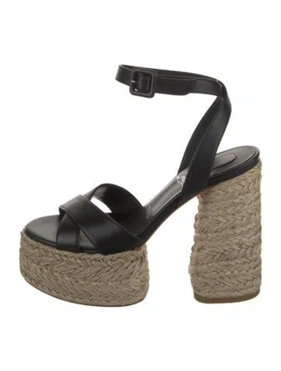Pre-owned Christian Louboutin Leather Espadrilles In Black