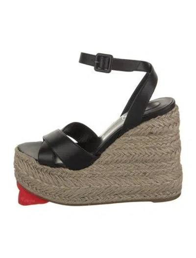 Pre-owned Christian Louboutin Leather Espadrilles In Black